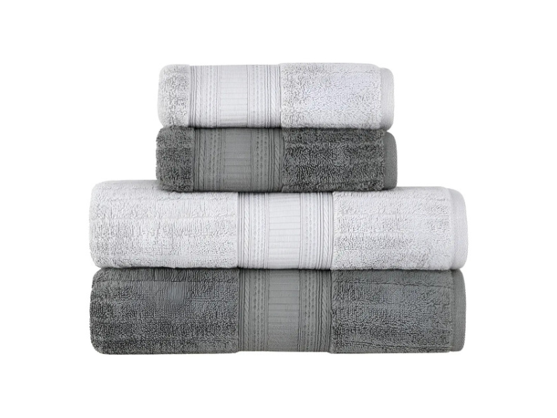 Jogo De Toalhas Buddemeyer Atena Fio Penteado Banho Cinza\u002Fcinza Claro 4 Peças